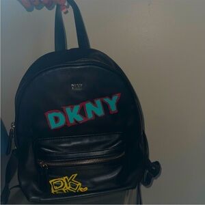 DKNY Black Backpack with Colorful Logo